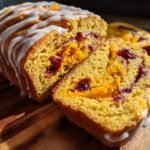 Pumpkin Cranberry Swirl Bread with Maple Glaze
