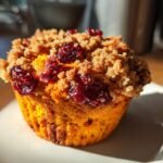 Pumpkin Cranberry swirl muffins with streusel topping