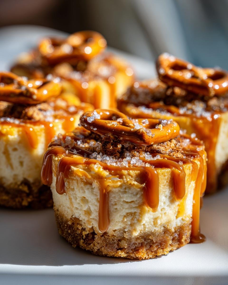 Salted Caramel Pretzel Mini Cheesecakes - detail 1
