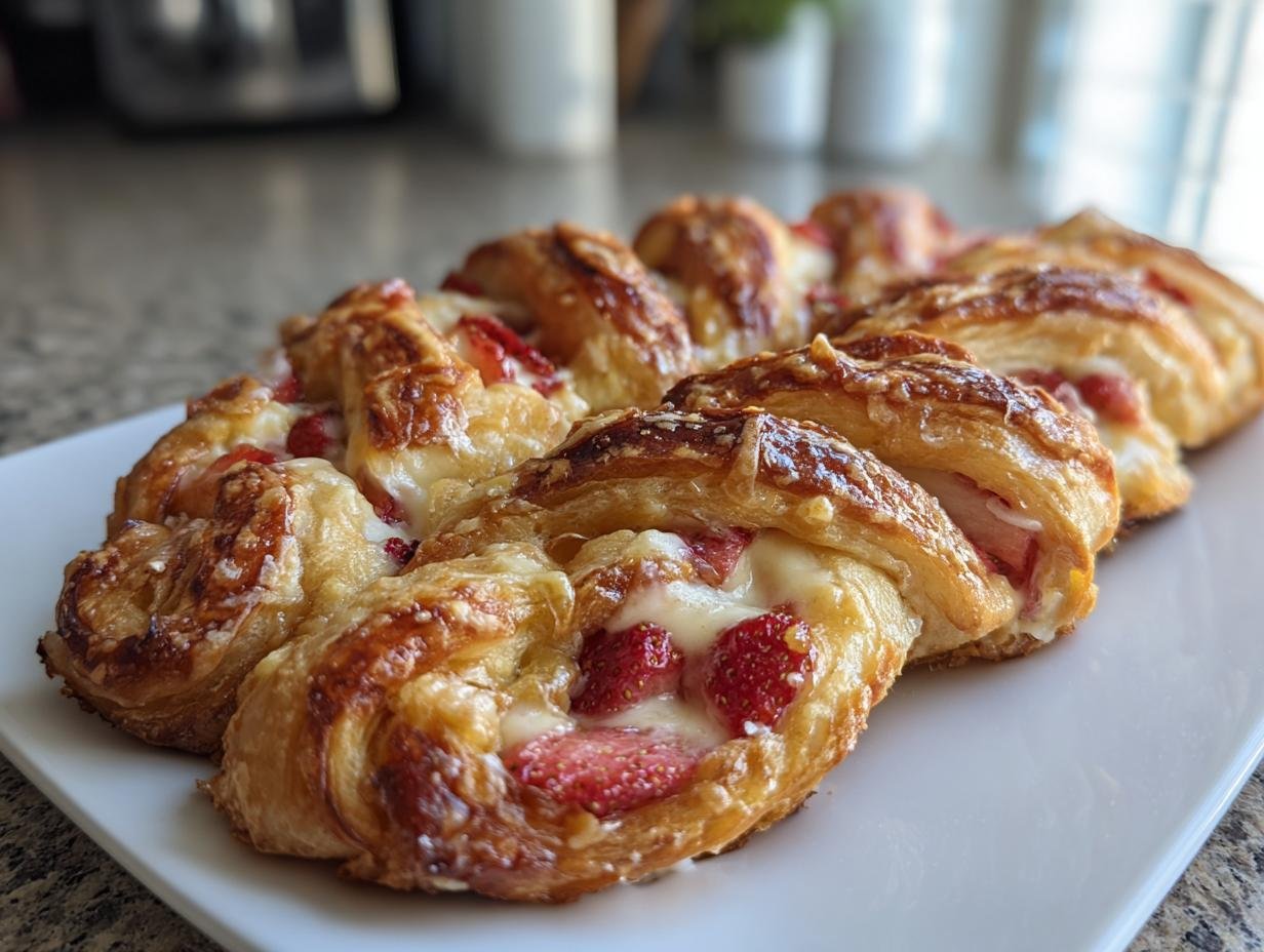 Strawberry Cheesecake Puff Pastry Braids: Easy, Flaky, & Decadent Dessert in 30 Min!