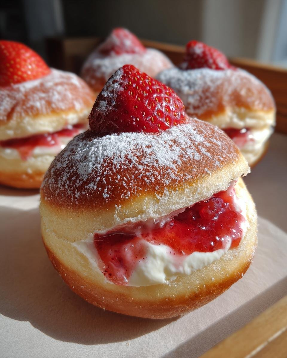 Strawberry Cheesecake Stuffed Donuts - detail 1