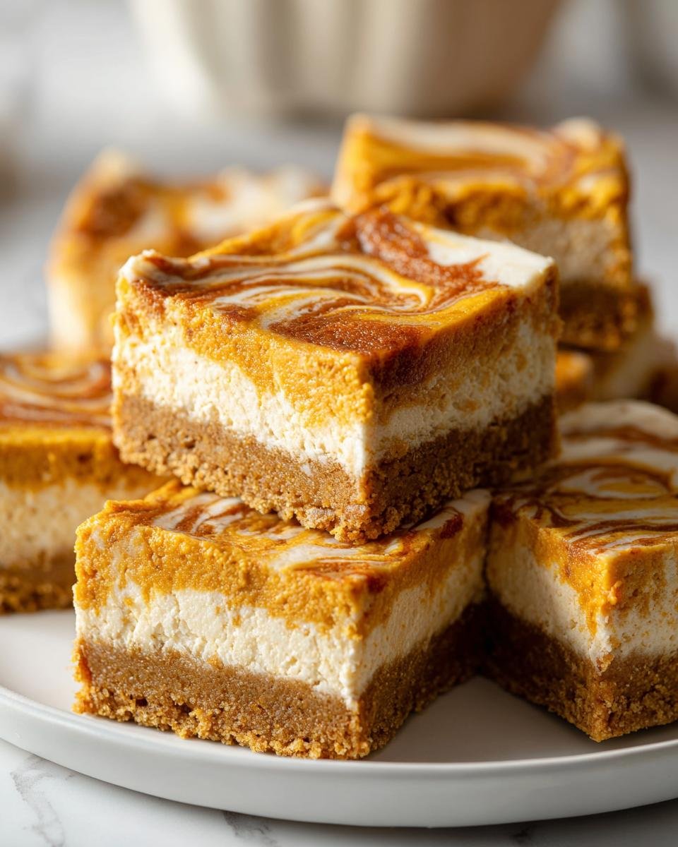 Swirled Pumpkin Cheesecake Bars - detail 1