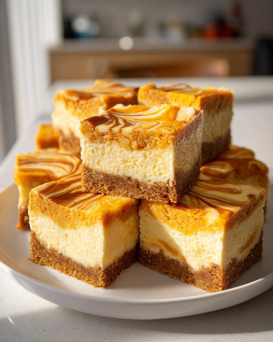 Swirled Pumpkin Cheesecake Bars - detail 2