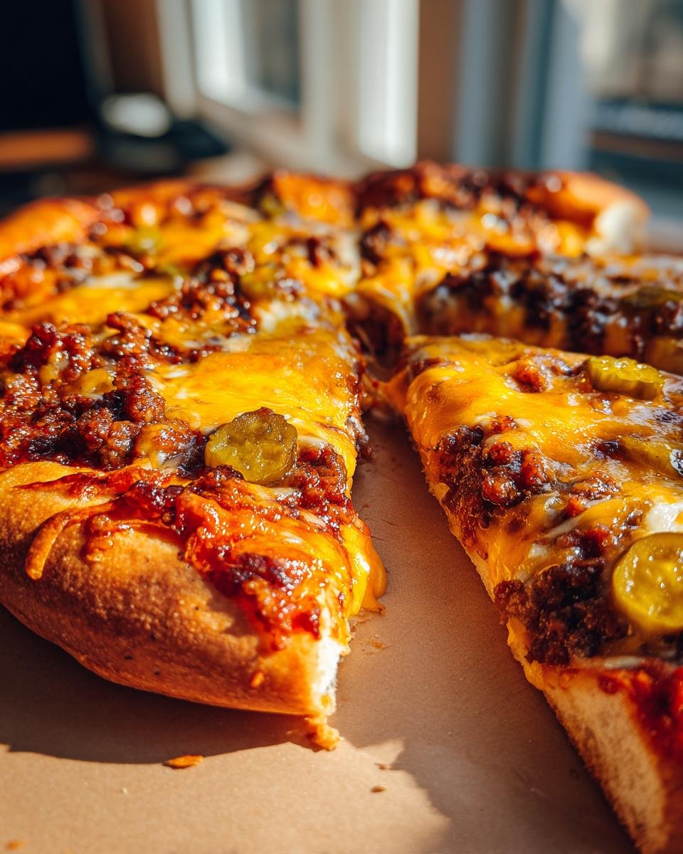 Triple Decker Cheeseburger Pizza with Stuffed Crust - detail 1