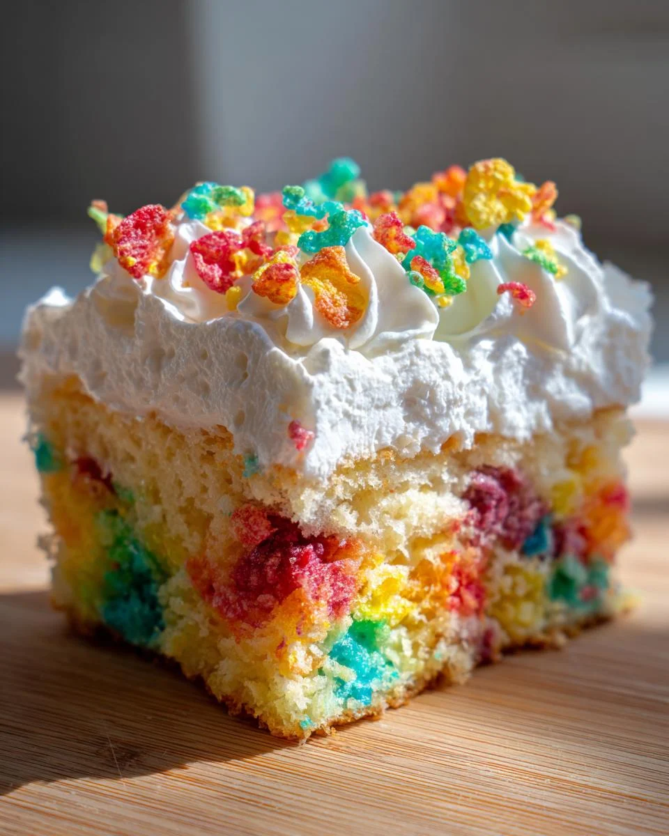 Fruity Pebble Poke Cake - detail 1
