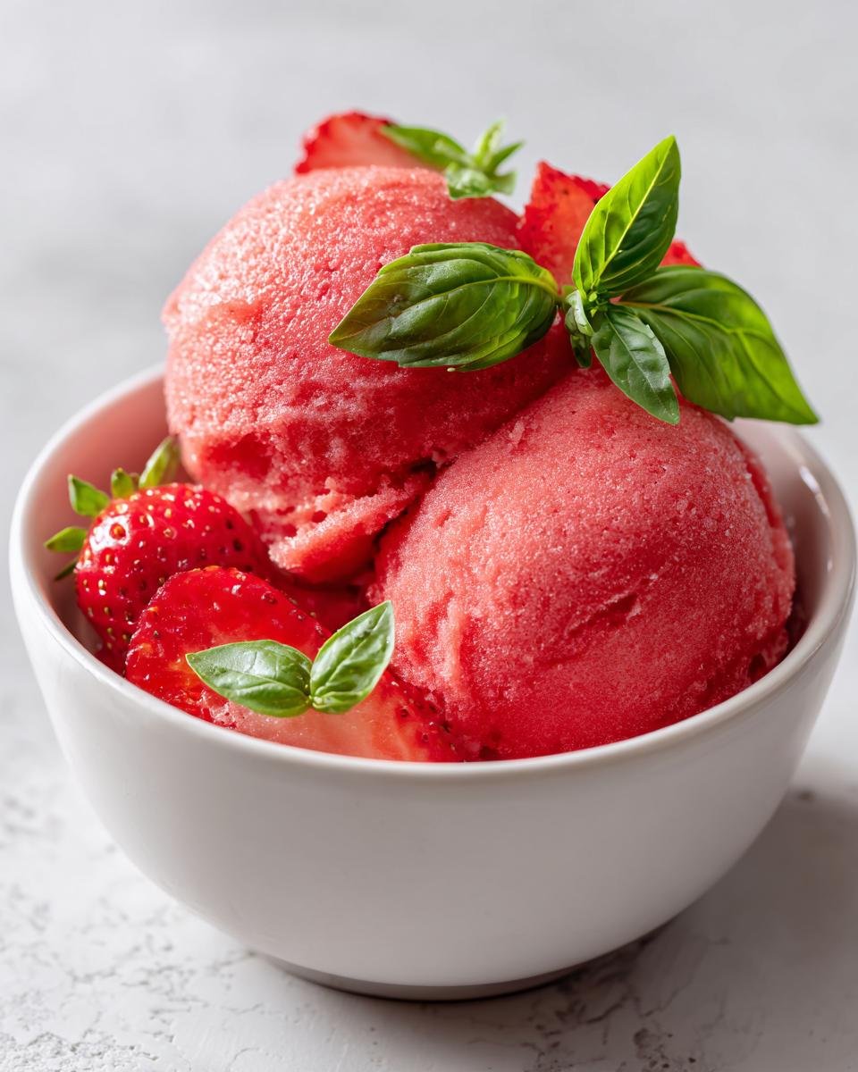 Homemade Strawberry Basil Sorbet Recipe - detail 1