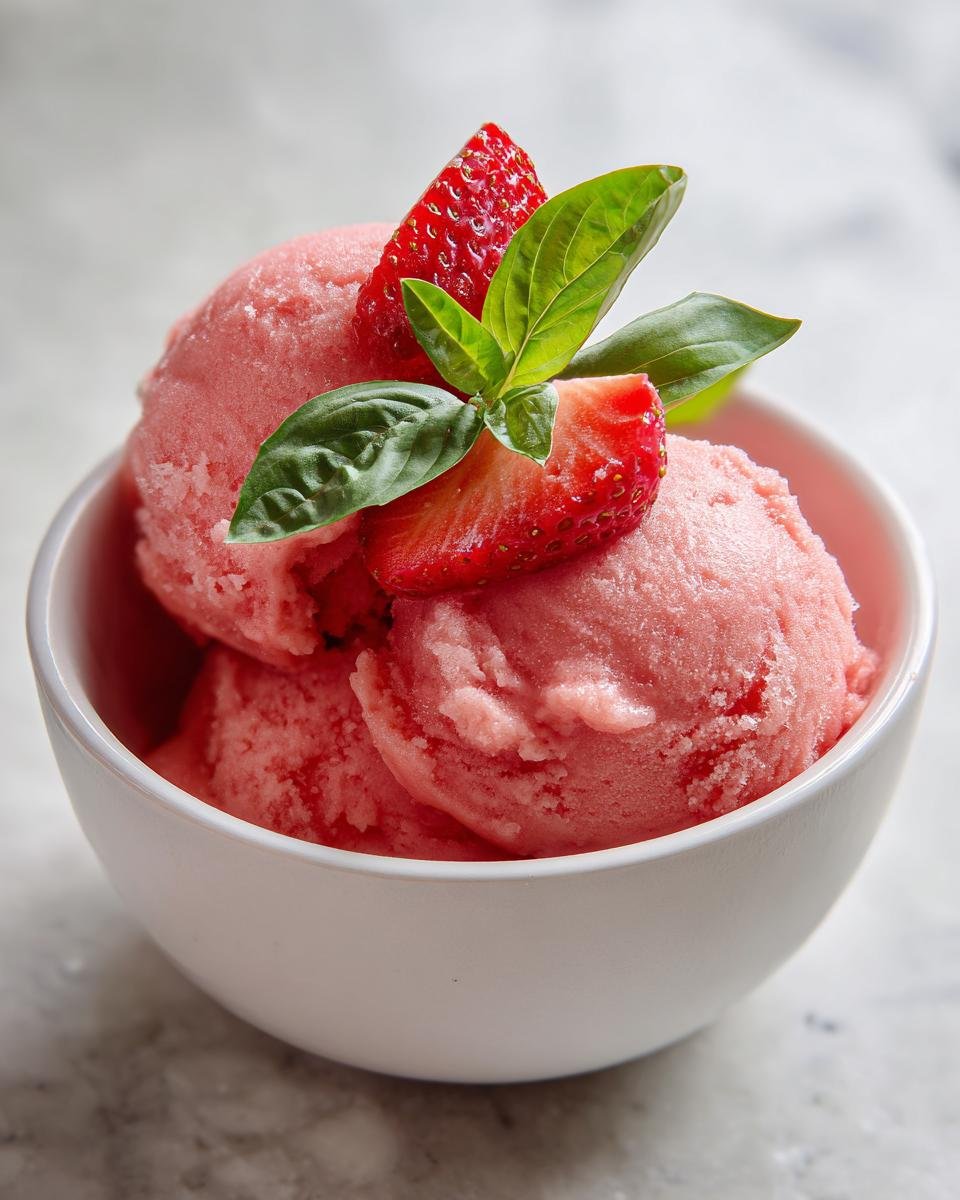 Homemade Strawberry Basil Sorbet Recipe - detail 2