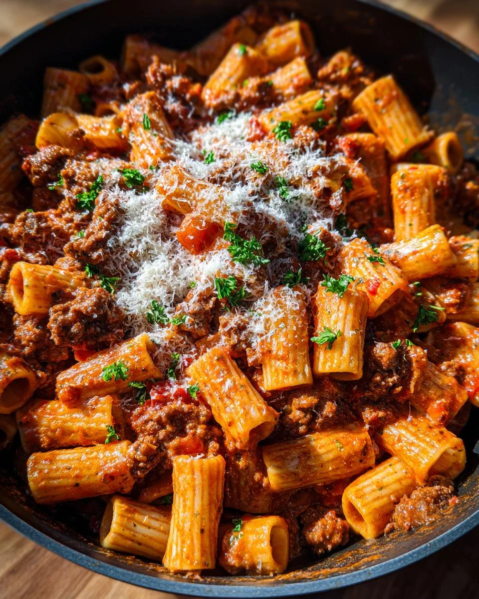 One pot creamy tomato beef pasta - detail 1