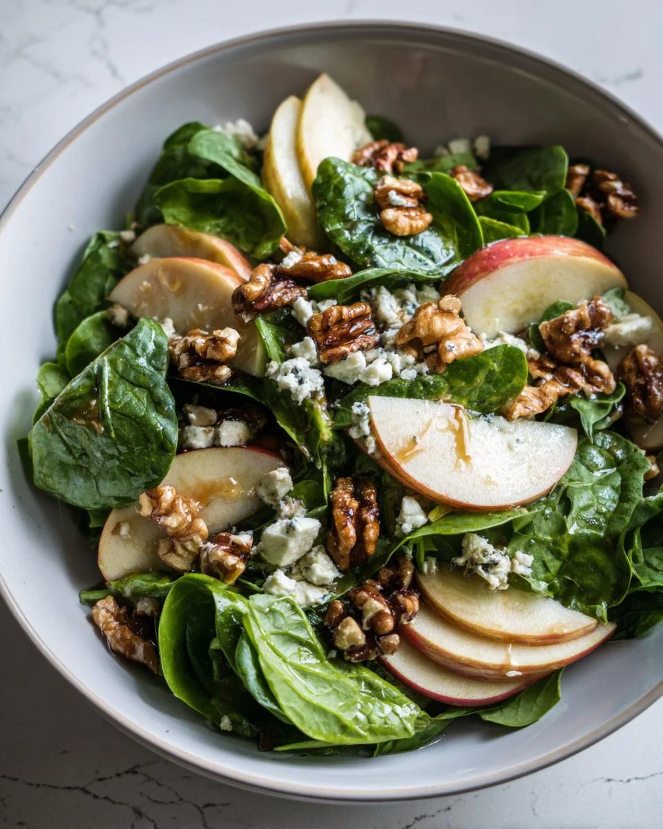 Spinach Salad with Apples, Walnuts, and Feta - detail 1