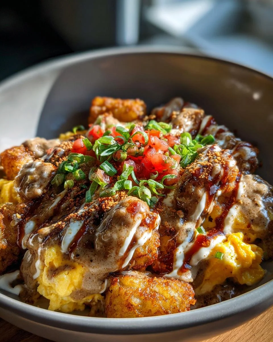 Tater Tot Breakfast Bowl with Sausage Gravy - detail 2