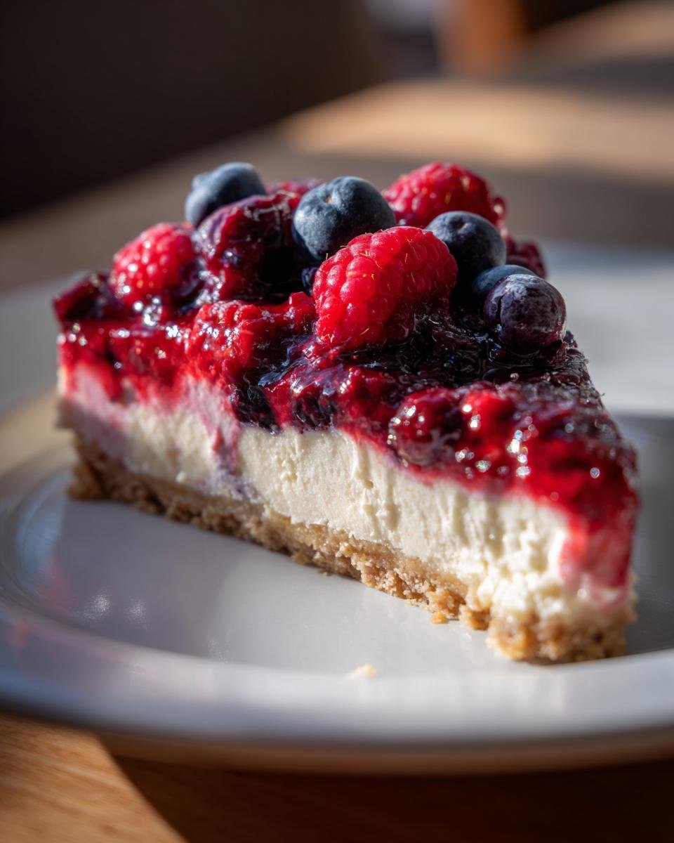 Vegan Cheesecake with Berry Sauce - detail 1