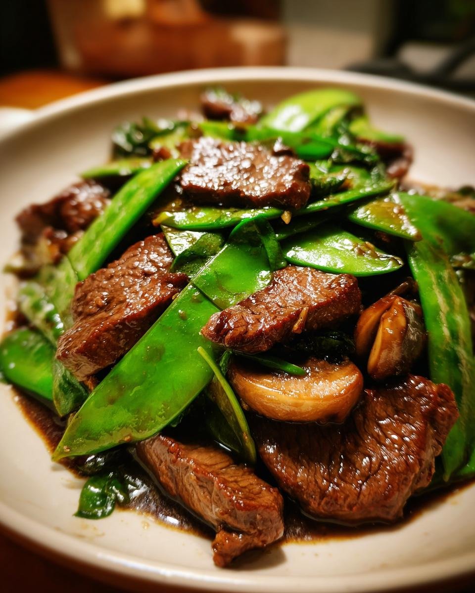 Asian Beef with Mushrooms and Snow Peas - detail 2