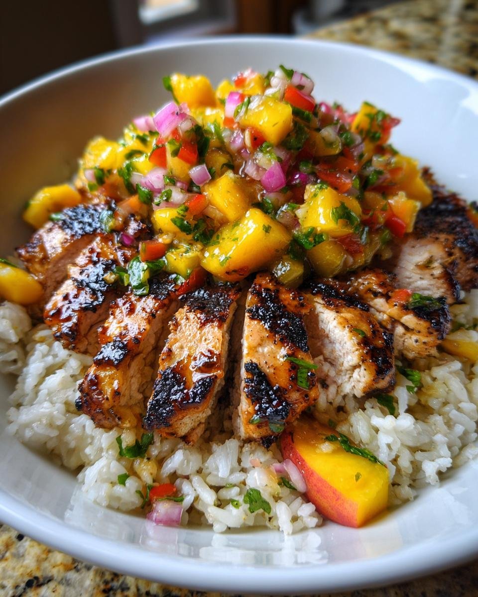 Cilantro-Lime Chicken Bowls with Peach Salsa - detail 1
