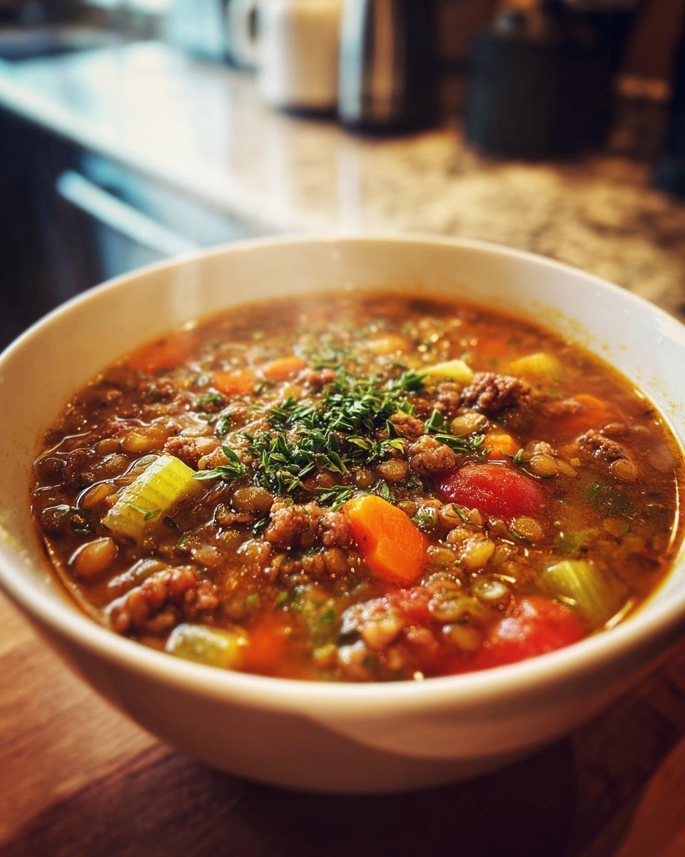Lentil Sausage Soup - detail 1