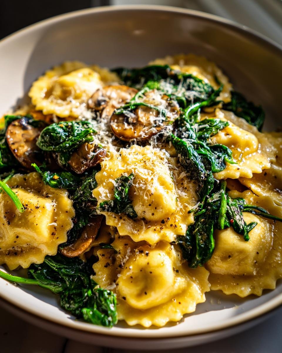 Mushroom Ravioli with Spinach - detail 1