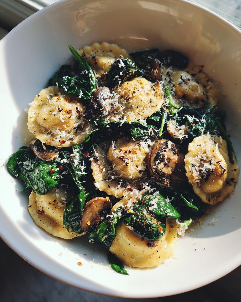 Mushroom Ravioli with Spinach - detail 2