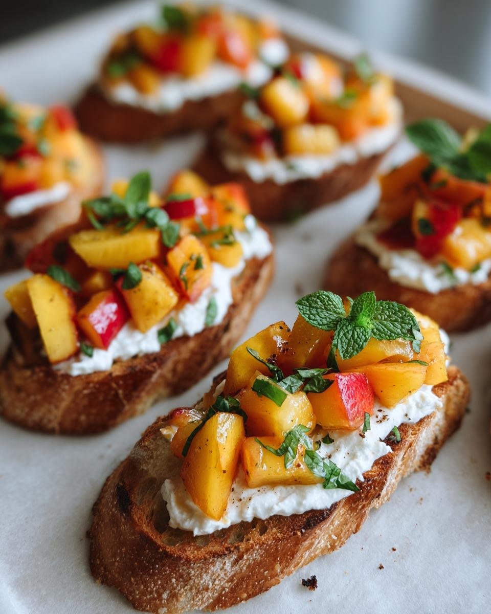 Quick Peach Bruschetta with Whipped Ricotta - detail 1