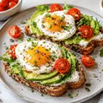 11 Geniale Frühstücksideen mit Avocado-Toast, Spiegelei, Frischkäse und Kirschtomaten auf Vollkornbrot für ein gesundes Frühstück.