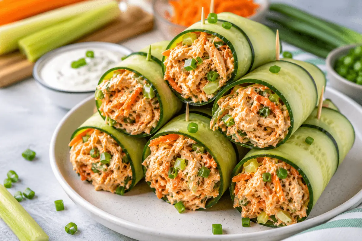 Geheimer 15-Sekunden-Hack zum Abnehmen mit Buffalo Chicken Gurken Wraps