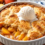 Pfirsich Cobbler Rezept mit saftigen Pfirsichen und Vanilleeis
