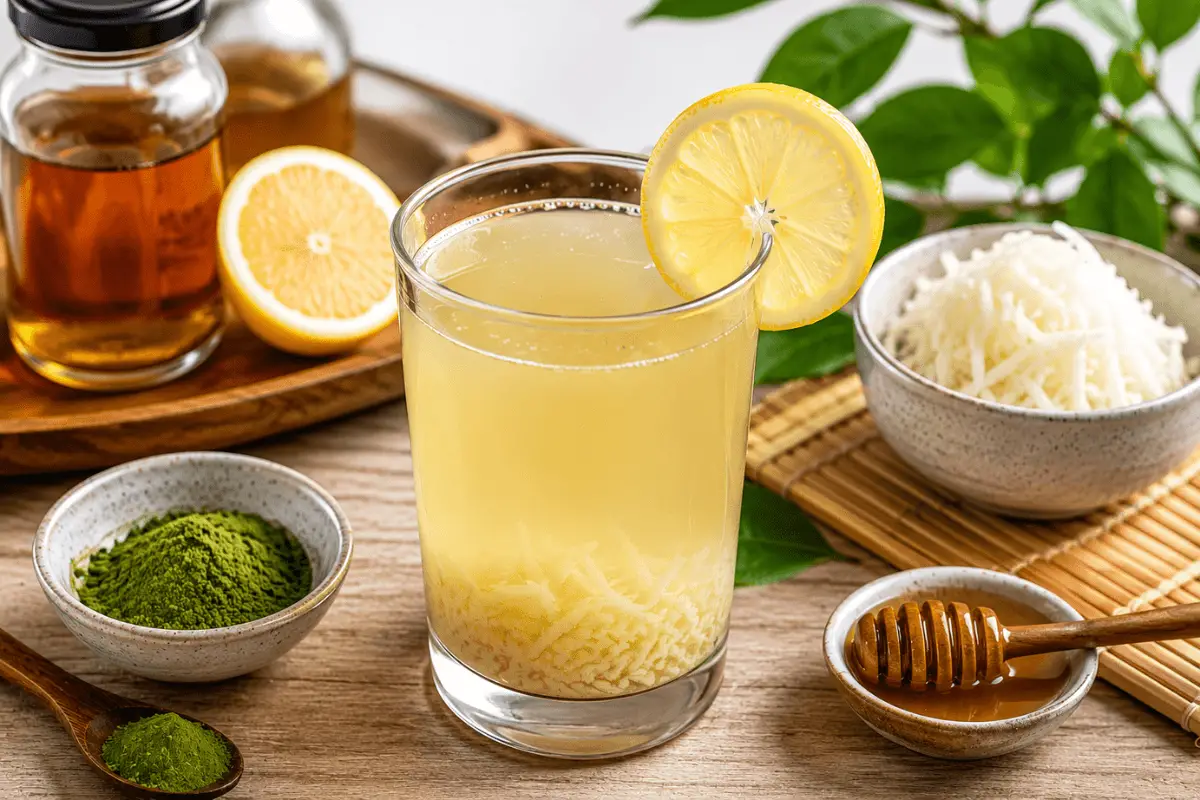 Japanisches Rezept aus Montjaro mit Ume-Pflaumenessig, Zitrone und Matcha